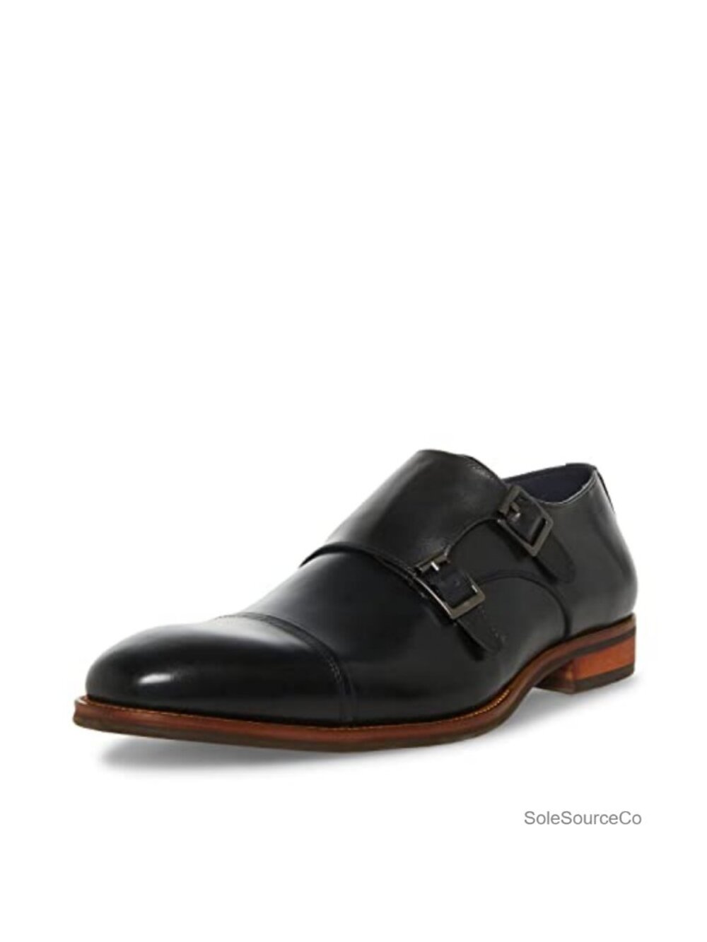 Men's Brushed Leather Monk Strap Loafer Formal Slip-On Shoes